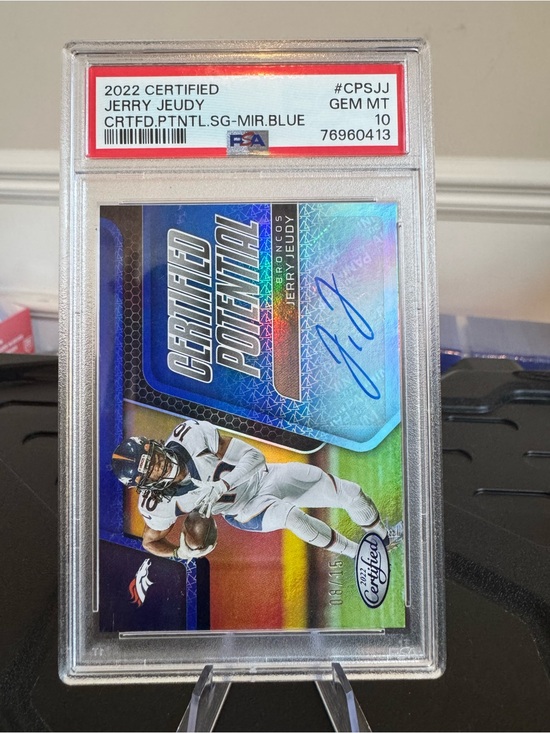 Panini Other - 🔥2022 Jerry Jeudy Panini Certified Potential Blue Mirror 8/15 Autograph PSA 10